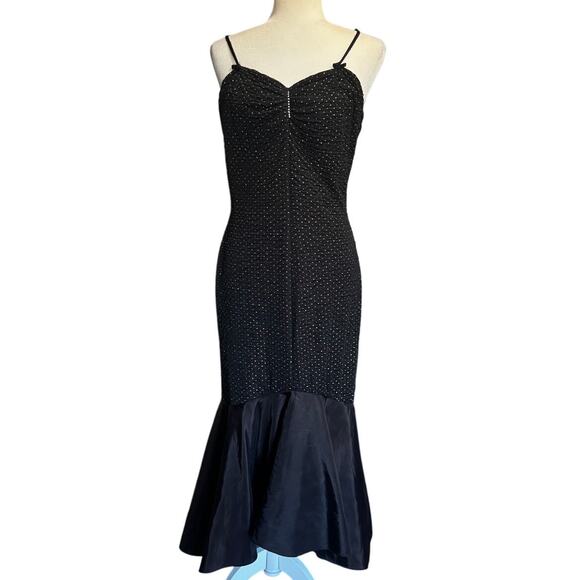 glenrob Dresses & Skirts - Vintage Glenrob Black Trumpet Mermaid Gown Rhinestone Est. S (4–6) Made in USA